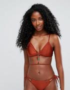 Hunkemoller Bejeweled Triangle Bikini Top - Brown