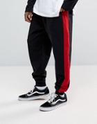 Granted Joggers In Black With Red Stripe - Black