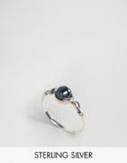 Asos Sterling Silver Black Pearl Vine Ring - Silver