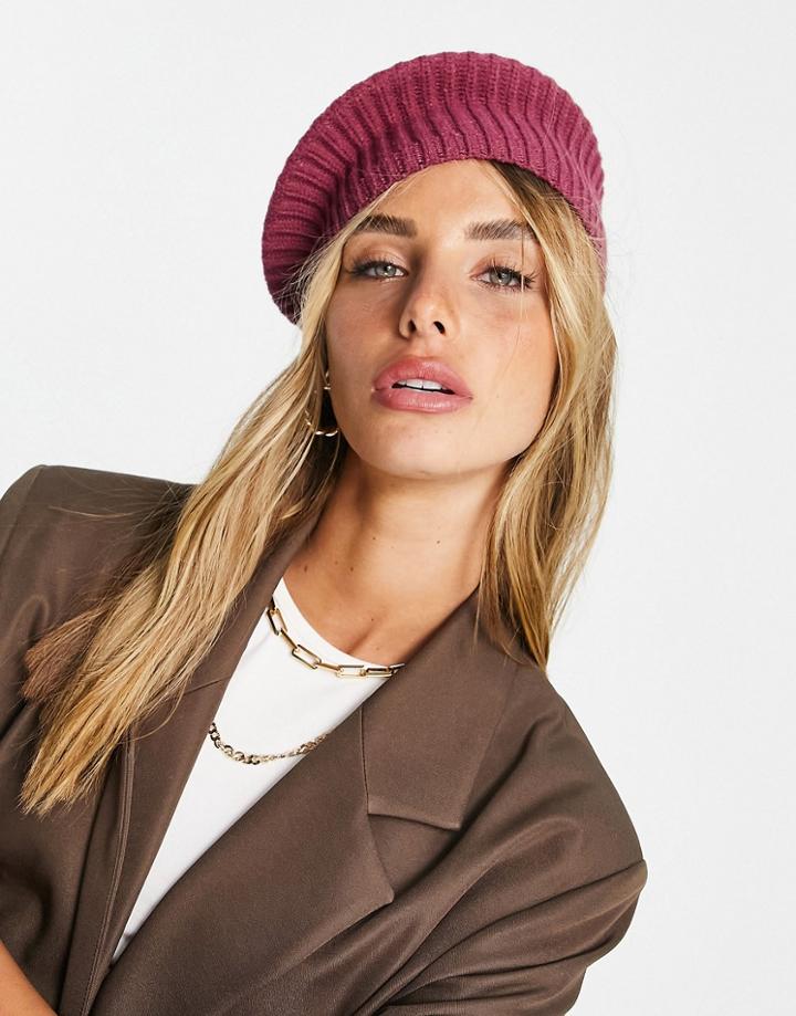 French Connection Recycled Knitted Beret In Pink