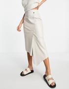 Topshop Snap-front Pu Midi Skirt In White