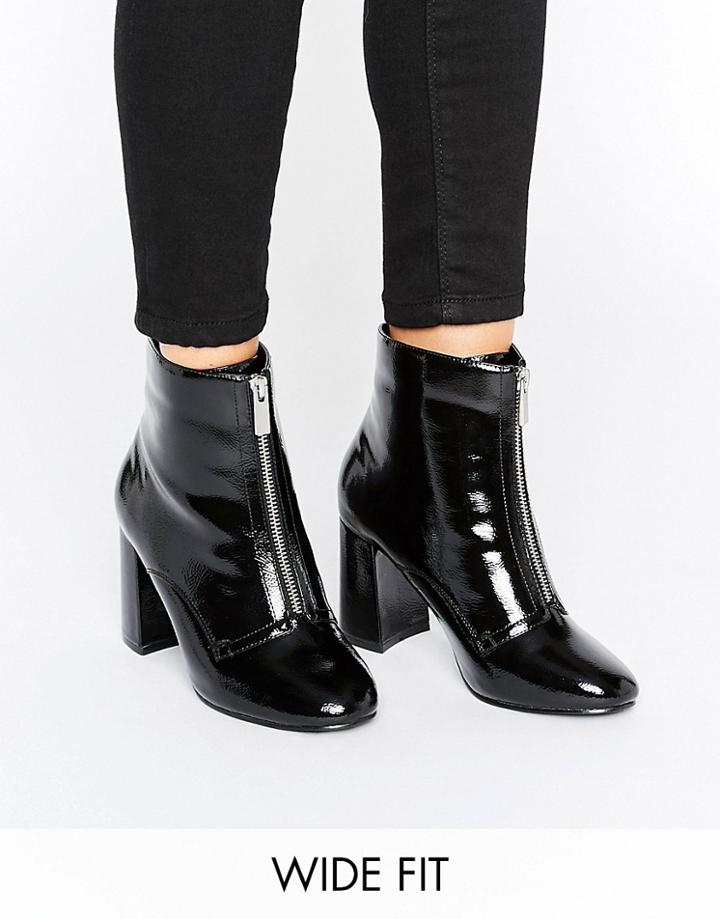 Asos Elspeth Wide Fit Zip Front Boots - Black