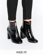 Asos Elspeth Wide Fit Zip Front Boots - Black
