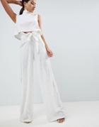 In The Style Sarah Ashcroft Crushed Velvet Paperbag Waist Pants - White