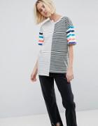 Asos T-shirt In Oversized Fit And Mix And Match Stripes - Multi