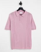 Topman Knitted Polo In Pink