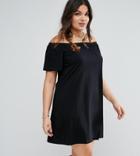 Asos Curve Off Shoulder Mini Dress - Black