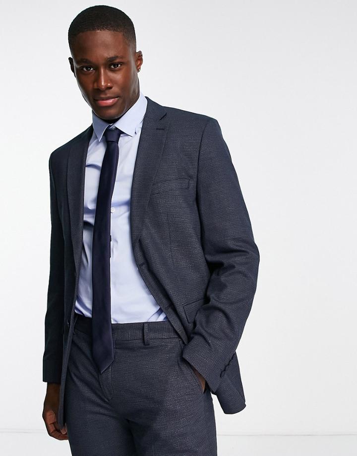 Selected Homme Slim Fit Suit Jacket In Navy In Mini Stripe