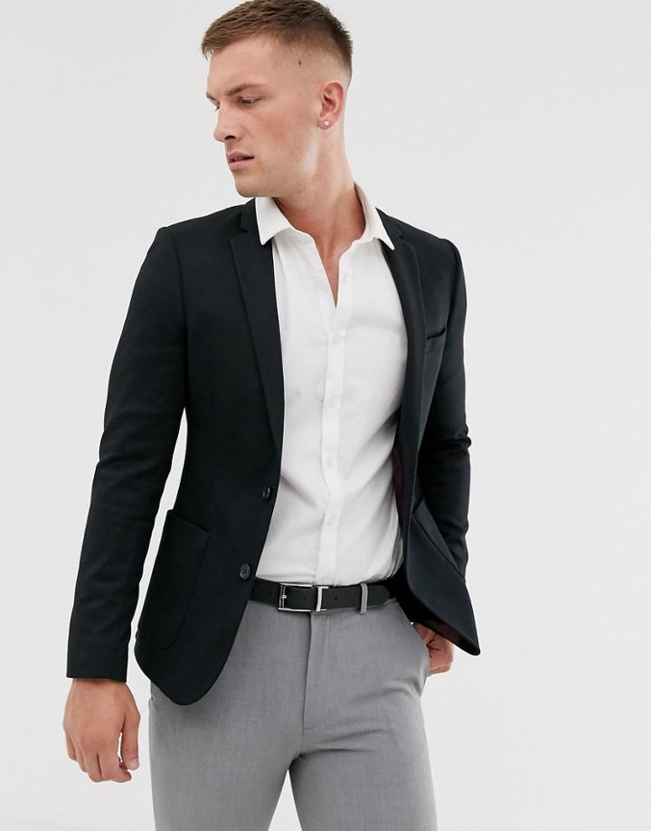Asos Design Super Skinny Jersey Blazer In Black