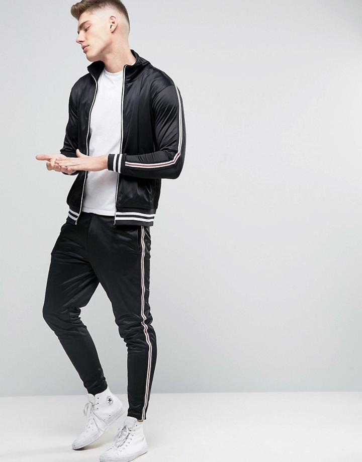 Brave Soul Vintage Taped Joggers - Black