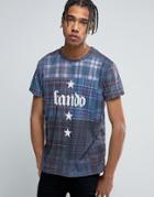 Bando Plaid Printed T-shirt - Navy