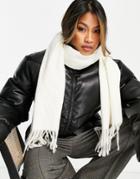 Topshop Recycled Supersoft Scarf With Tab In Cream-white