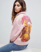 Asos Design Nevada Embellished Printed Trucker Jacket - Pink
