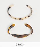 Asos Design Pack Of 2 Cuff Bracelets In Tort Resin-multi