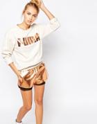 Puma Oversized Crew Neck Sweatshirt With Rose Gold Logo - Nude