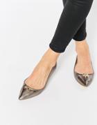 London Rebel North Bow Point Flat Shoes - Pewter