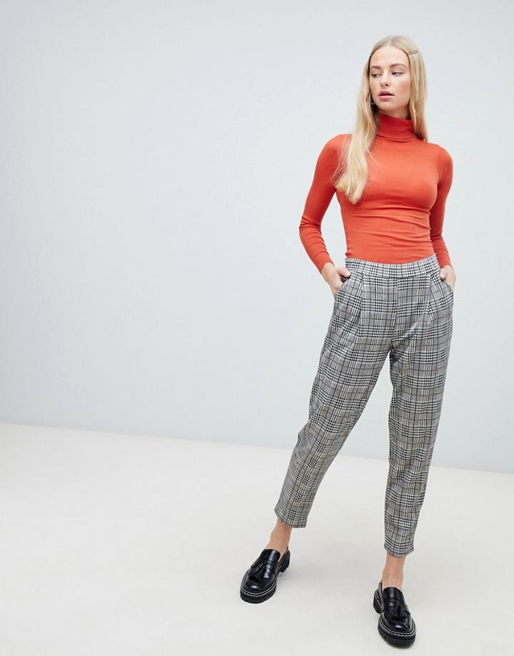 New Look Pull On Pants In Check - Black