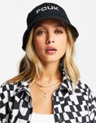 French Connection Fcuk Logo Bucket Hat In Black