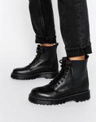 Park Lane Chunky Sole Lace Up Boot - Black