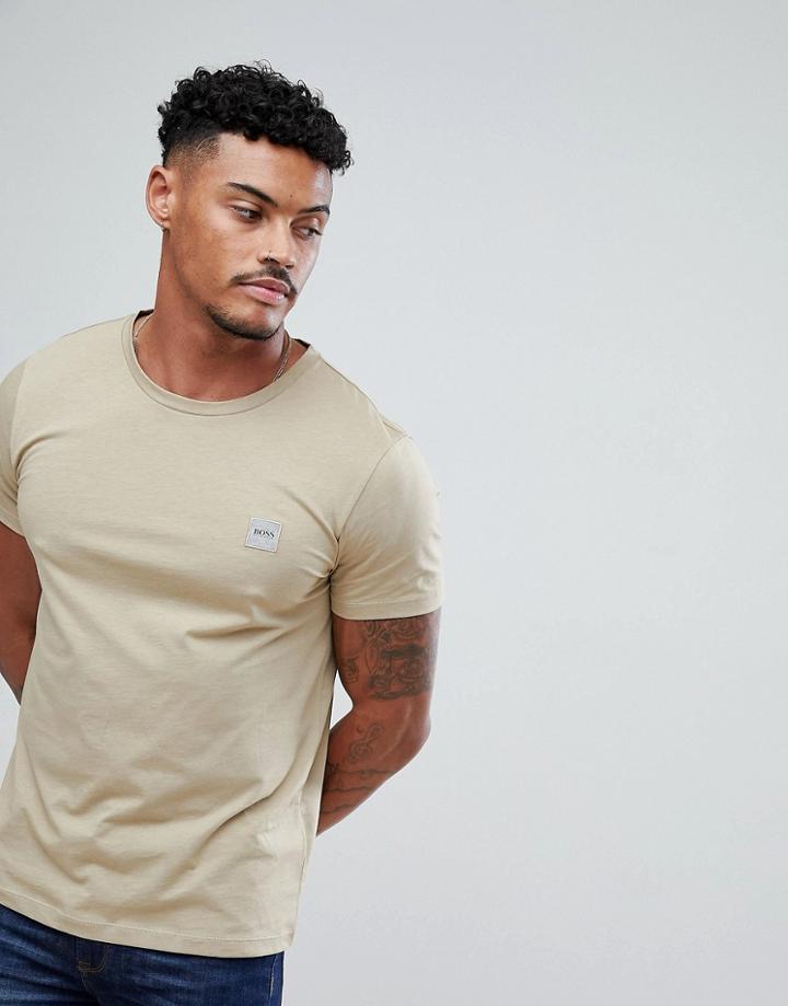 Boss Casual Logo T-shirt In Oatmeal - Beige