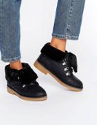 Blink Crepe Faux Fur Lined Boots - Black