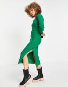 Asos Design Knitted Midi Dress With Square Neck In Green