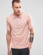 Weekday Dig Zip Turtleneck Sweater Short Sleeve In Pink - Pink