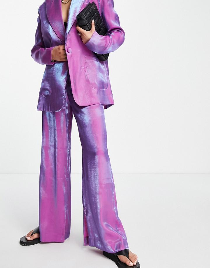 Annorlunda Two Tone Split Hem Pants In Lilac - Part Of A Set-purple
