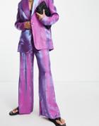 Annorlunda Two Tone Split Hem Pants In Lilac - Part Of A Set-purple
