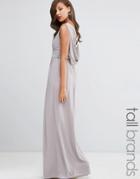 Tfnc Tall Wedding Embellished Drape Back Maxi Dress - Gray
