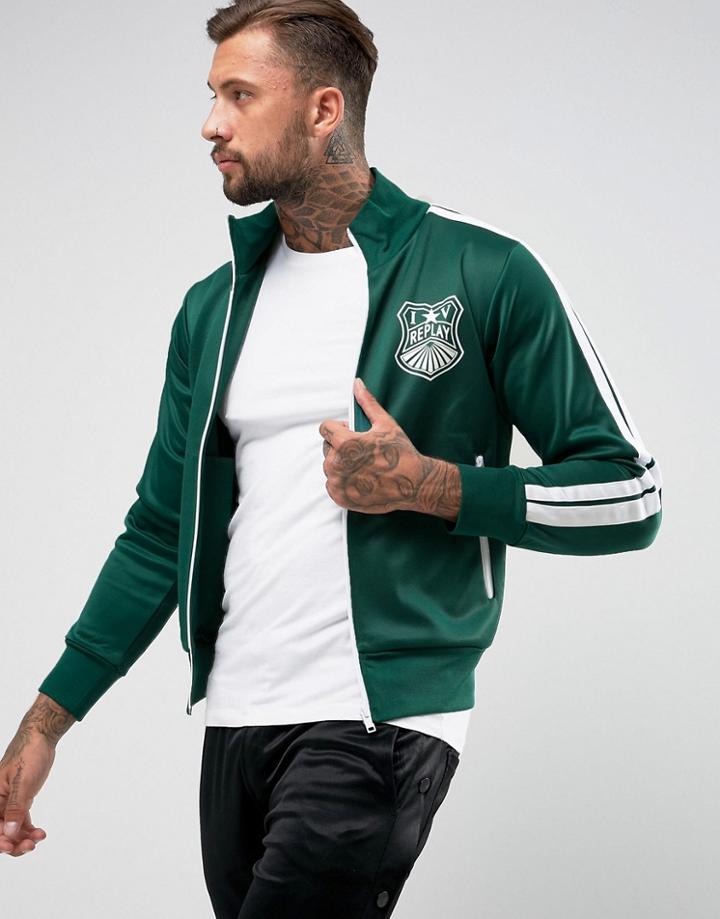 Replay Sleeve Stripe Track Jacket - Green