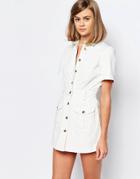Lost Ink Denim Western Skort Romper - Cream
