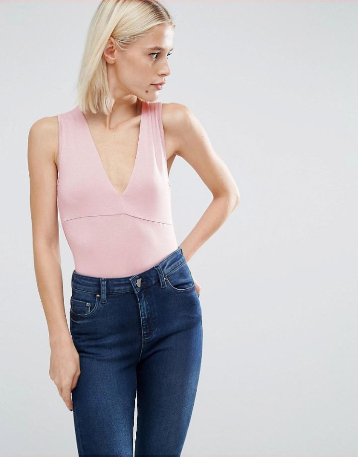 Asos Sleeveless Plunge Neck Top - Purple