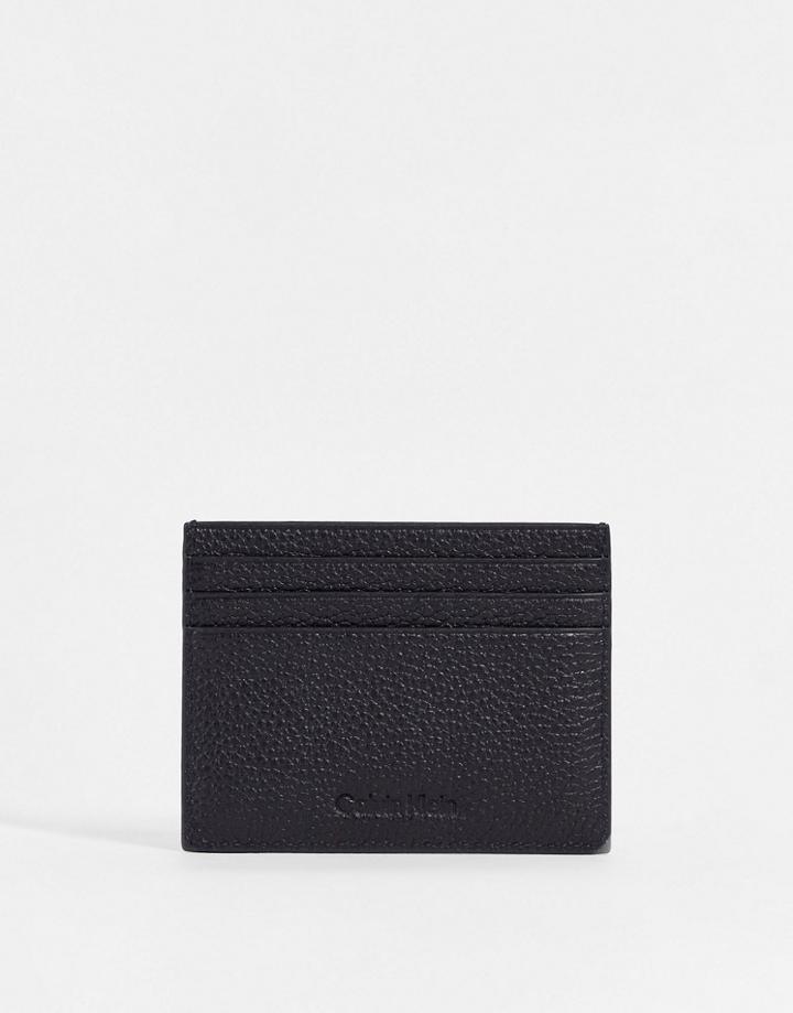 Calvin Klein Pebble Small Icon Logo Cardholder In Black