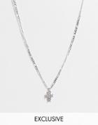 Reclaimed Vintage Inspired Unisex Choker Necklace With Crystal Cross In Silver