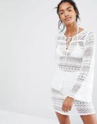 Floozie Lace Bell Sleeve Beach Dress - White