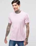 Farah T-shirt With Contrast Ringer In Pink - Pink