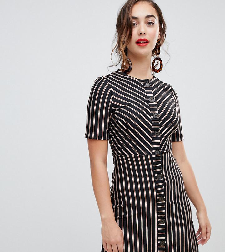 Warehouse Button Down Dress In Stripe - Multi