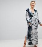 Asos Curve Balloon Sleeve Maxi Dress In Print - Multi