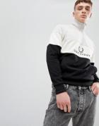 Fred Perry Sports Authentic Embroidered Quarter Zip Sweat In Black - Black
