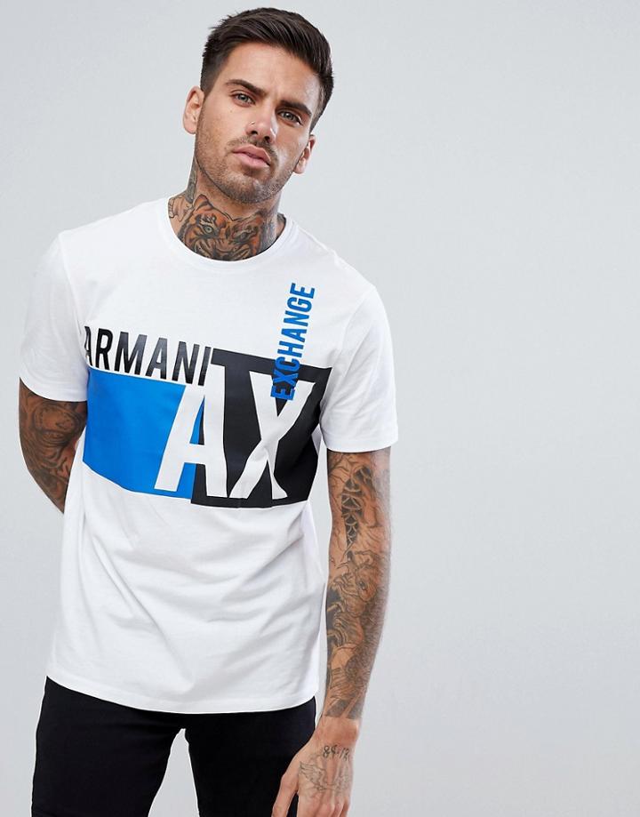 Armani Exchange Block Text Logo T-shirt In White - White