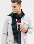 Burton Menswear Scarf In Black And Green Check - Black