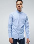 Hollister Slim Stretch Poplin Shirt Buttondown Seagull Logo In Blue - Blue