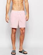 Asos Mid Length Swim Shorts In Light Pink - Lt Pink