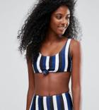 South Beach Stripe Tie Front Bikini Top - Multi