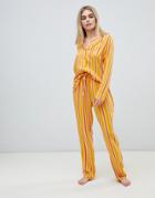 Asos Design Mix & Match Varied Stripe Pants In 100% Woven Modal - Orange