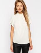 Asos Crepe Top With High Neck And Pleat - Black $35.00