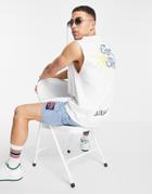 Asos Actual Oversized Tank With Slogan And Graphic Back Prints In White