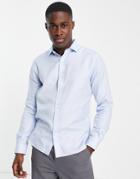 Topman Egyptian Cotton Textured Formal Shirt In Blue