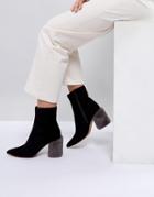 Asos White Dahlia Premium Suede Heeled Boots - Black